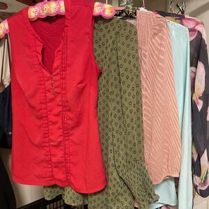 Lot Of 5 Women's Small XS Sheer Dress Shirts Limited Candies Maison d’Amelie